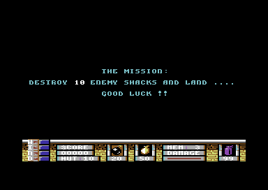 Phileas Fogg's Balloon Battles (Commodore 64) screenshot: The next mission.