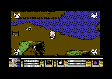 Phileas Fogg's Balloon Battles (Commodore 64) screenshot: Ready to take-off.