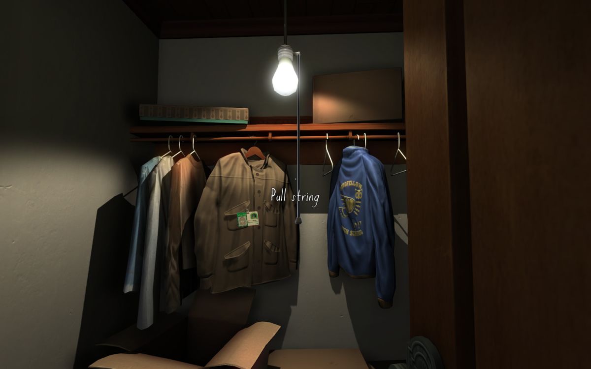 Gone Home (Windows) screenshot: Since everyone seems gone, you need to turn on the lights yourself to get a better look.