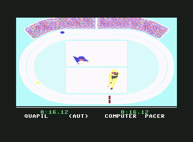 The Games: Winter Edition (Commodore 64) screenshot: Speed Skating