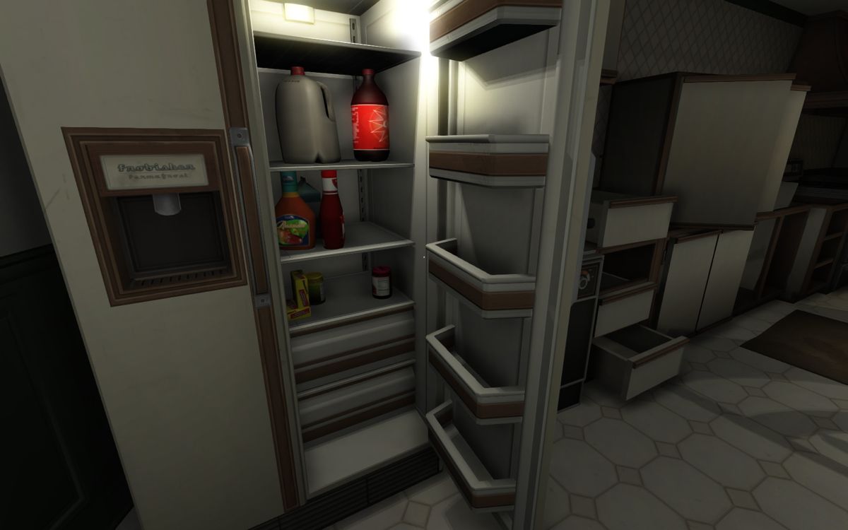 Gone Home (Windows) screenshot: What did you expect to find in a refrigerator?