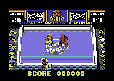 Wrestling Superstars (Commodore 64) screenshot: Round one.