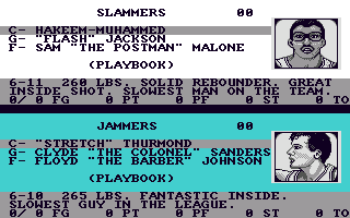 Fast Break (Amiga) screenshot: Player menu.