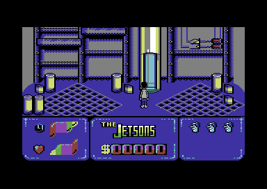 Jetsons: The Computer Game (Commodore 64) screenshot: In the basement.