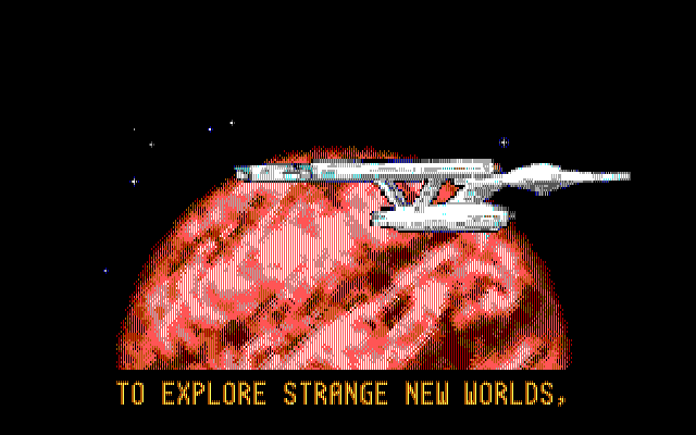 Star Trek: 25th Anniversary (DOS) screenshot: Intro - To explore strange new worlds... (EGA)