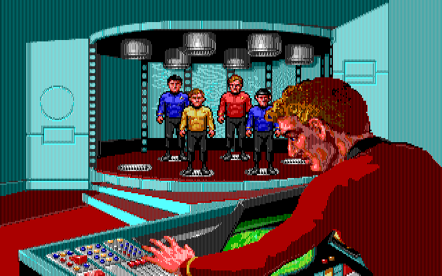 Star Trek: 25th Anniversary (DOS) screenshot: Transporter. (EGA)
