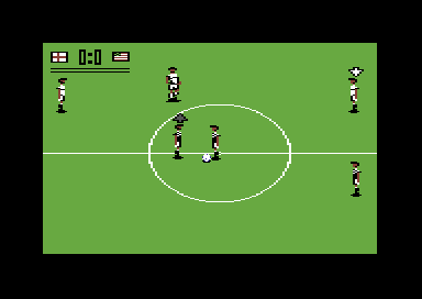 Rick Davis's World Trophy Soccer (Commodore 64) screenshot: Kick-off.