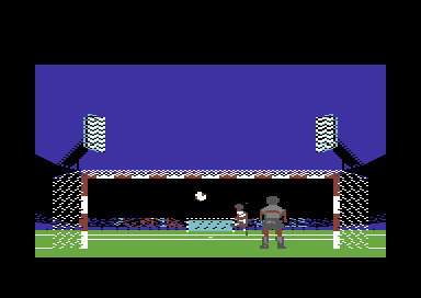 Rick Davis's World Trophy Soccer (Commodore 64) screenshot: Beautiful shot.