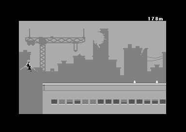 Canabalt (Commodore 64) screenshot: Jumping gaps.
