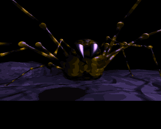 onEscapee (Amiga) screenshot: Getting mauled by horrible spiders