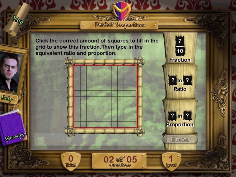 Maths Mansion: Disk Two (Windows) screenshot: Perfect Proportions: A sample level one question