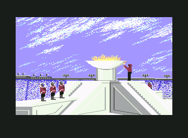 The Games: Winter Edition (Commodore 64) screenshot: Part of the opening ceremony