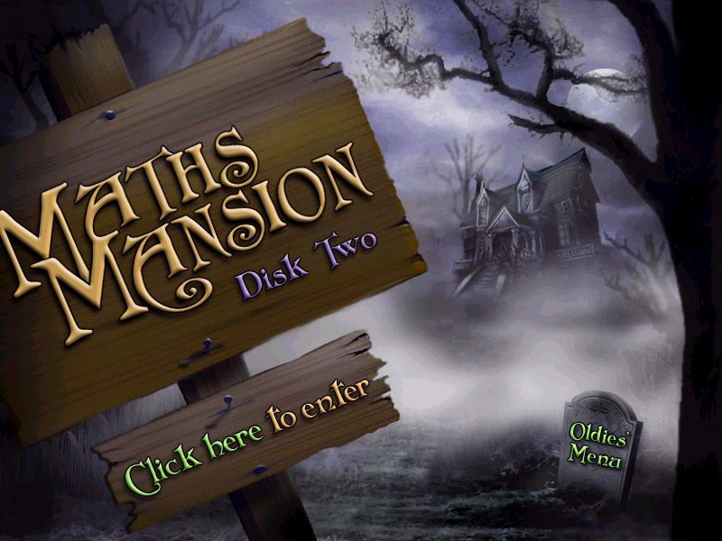 Maths Mansion: Disk Two (Windows) screenshot: The title screen and main menu