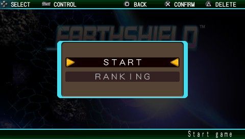 Earthshield (PSP) screenshot: Main menu