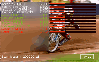 Speedway Manager '96 (DOS) screenshot: Disposition