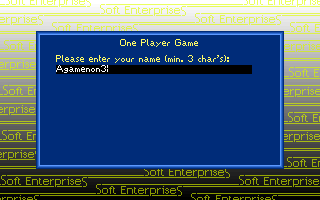 Brain Artifice (DOS) screenshot: Player's Name.