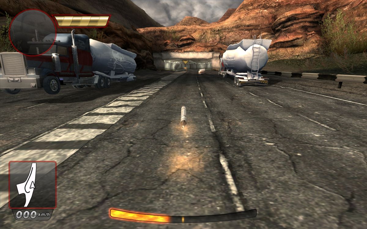 Gear Grinder (Windows) screenshot: The superattack of the rocket launcher is a guided missile.