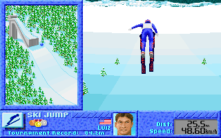 The Games: Winter Challenge (DOS) screenshot: Ski Jump