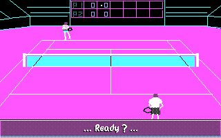 Advantage Tennis (DOS) screenshot: Training (CGA)