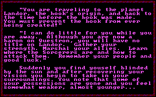Questron II (DOS) screenshot: Back story.