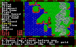 Questron II (DOS) screenshot: Some monsters have something to offer, at a price.