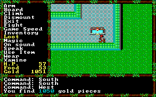 Questron II (DOS) screenshot: You can also get money from chest, but looting them angers the guards. Hello, Ultima!