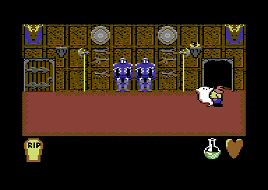 Frankenstein Jnr. (Commodore 64) screenshot: Avoid the ghost.