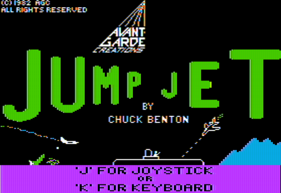 Jump Jet (Apple II) screenshot: Title Screen