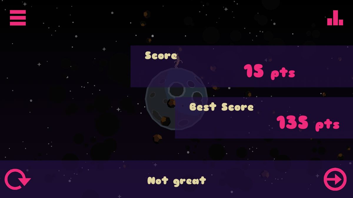 Planet Quest (Android) screenshot: Score overview.