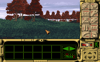 Robinson's Requiem (DOS) screenshot: Nice temperate area with pretty trees.