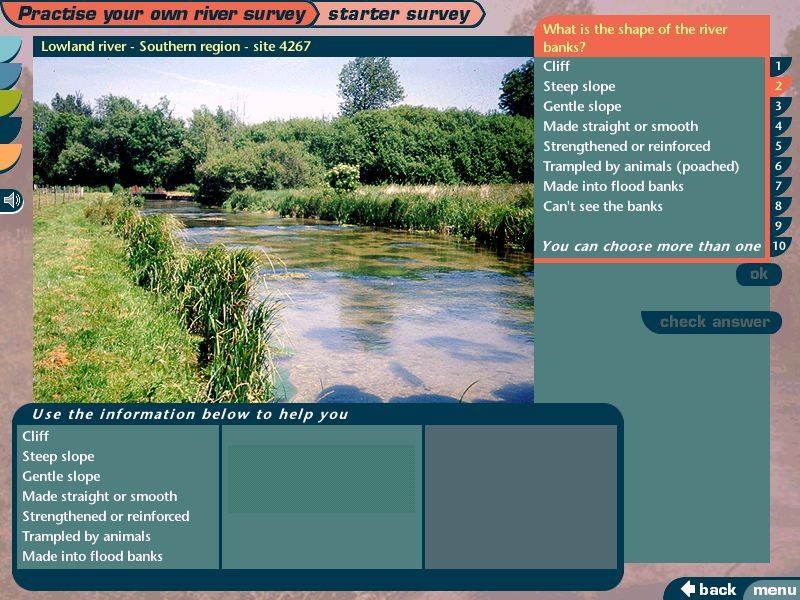 Riverside Explorer: version 1.0 (Windows) screenshot: Starter Survey: A typical question