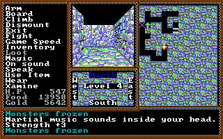 Questron II (DOS) screenshot: Opening coffins in dungeon makes strange (and often helpful) things happen.