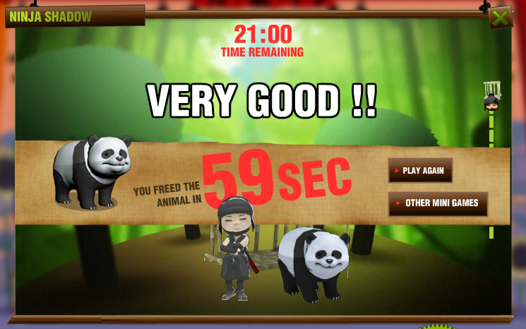 Ninja Shadow (Browser) screenshot: Game complete