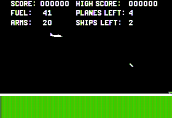 Jump Jet (Apple II) screenshot: Over the Outsider Island