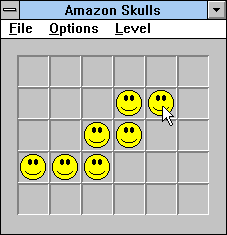 Amazon Skulls (Windows 3.x) screenshot: For those who find skulls to be scary, happy faces can be chosen!