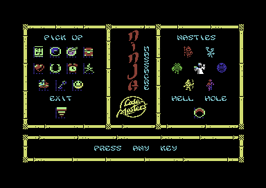Ninja Massacre (Commodore 64) screenshot: Icons.