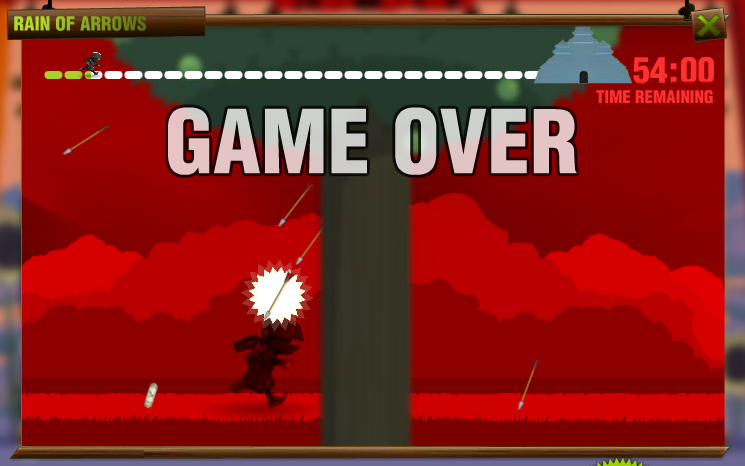Rain of Arrows (Browser) screenshot: Game Over