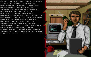 Twilight: 2000 (DOS) screenshot: Getting a Mission (click on CB from Office)