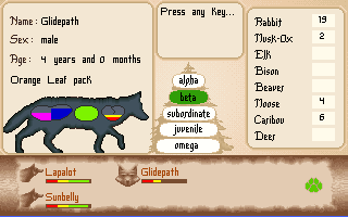 Wolf (DOS) screenshot: Wolf information
