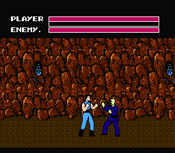 Fighting Road (NES) screenshot: Fighting my first enemy.