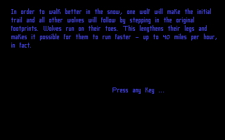 Wolf (DOS) screenshot: Excerpts from the in-game encyclopedia like this one sometimes pop up in the middle of the action
