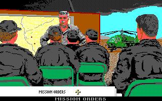 Gunship 2000 (DOS) screenshot: Mission briefing (EGA)