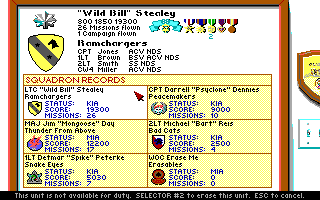 Gunship 2000 (DOS) screenshot: Default Roster (EGA)