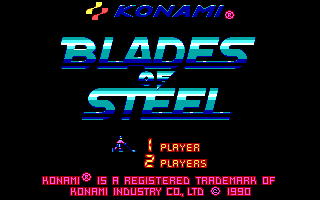 Blades of Steel (DOS) screenshot: Title screen (EGA)