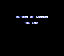 Zelda II: The Adventure of Link (NES) screenshot: The Famicom Disk System Version of the Game Over screen. Note that it's much simpler and misspells "Ganon."
