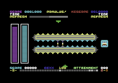Romulus (Commodore 64) screenshot: Shoot the nodes.