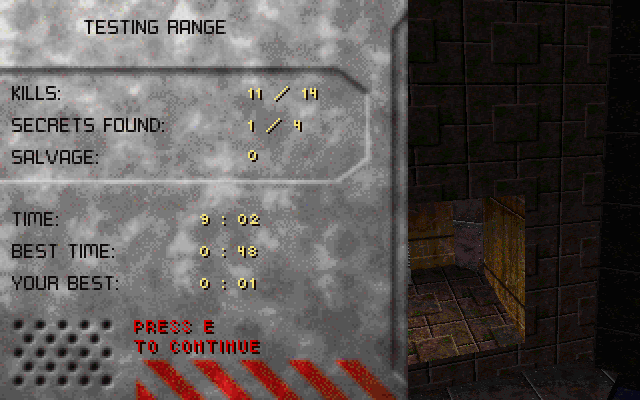 Gunmetal (DOS) screenshot: Level stats.