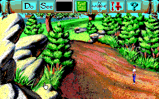 Mixed Up Fairy Tales (DOS) screenshot: Forest path. (EGA/Tandy)