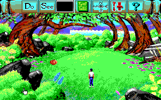 Mixed Up Fairy Tales (DOS) screenshot: A clearing. (EGA/Tandy)