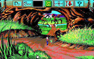 Mixed Up Fairy Tales (DOS) screenshot: Dirt path. (EGA/Tandy)
